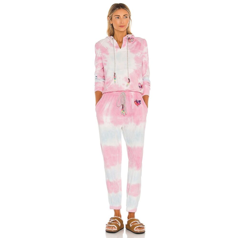 LOVESHACKFANCY Pink Tie-Dye Hoodie Terry Kirby Santinella Joggers Pants Set S/M - Picture 2 of 4